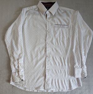 Craft+Flow Boys White/Maroon Long Adjustable Sleeve Button-Down Shirt Size 8